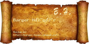 Barger Hágár névjegykártya